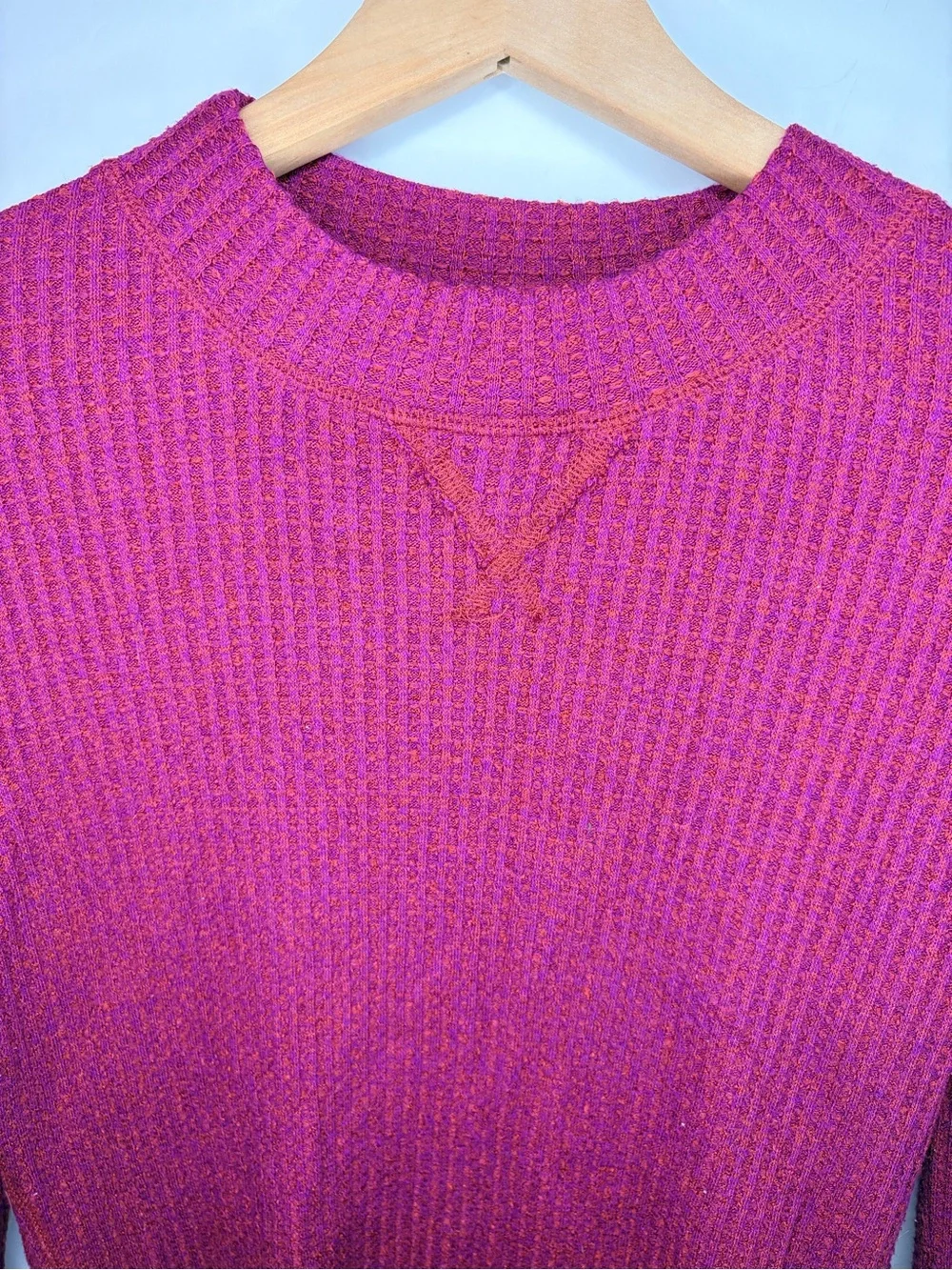 Free People Women’s Mountaineer Thermal Top in Cranberry, Size Small